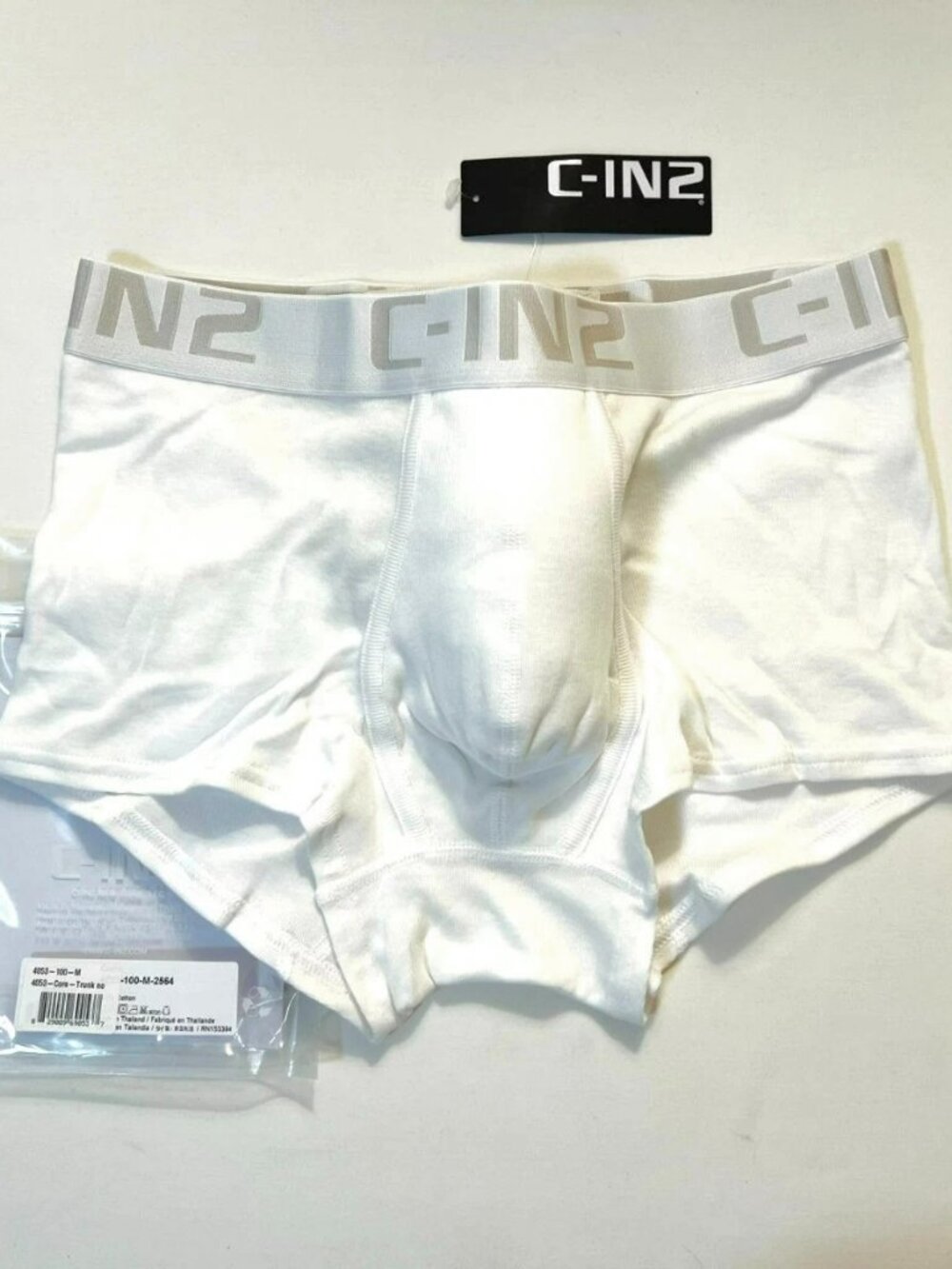 "C-IN2" Size Medium Cotton Low-Rise Core Boxer Brief/Trunks - Black/Gray